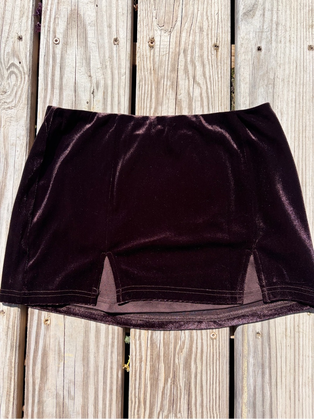Edikted Brown Velvet Micro Mini Skirt Front Slit Size‎ S Romantic Fairy Vampy